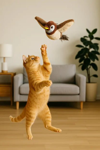 Kedi zıplayarak kuşu yakalıyor