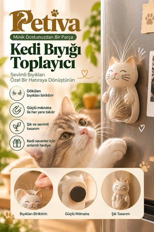 Petiva Kedi Bıyığı ve Tüy Hatıra Magneti
