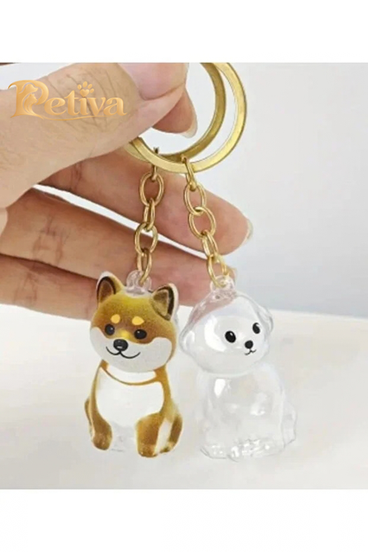 Shiba ve şeffaf köpek anahtarlık