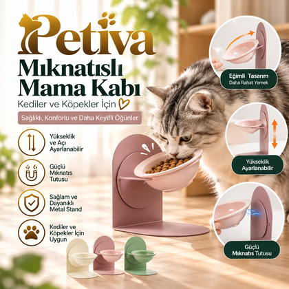 Petiva™ Mıknatıslı Yükseltilmiş Mama Kabı